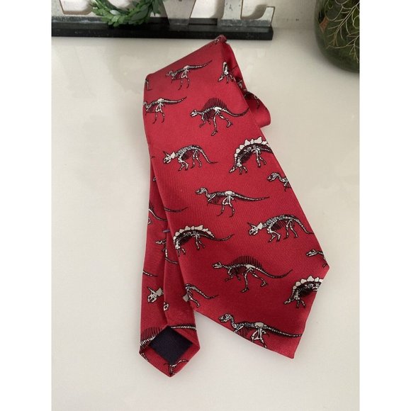 Vintage Anatomical Chart Co Tie Dinosaur Skeletons Red Classic Novelty‎ College